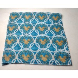 Disney Parks Gold Icon Mickey Mouse Turquoise Scarf HTF